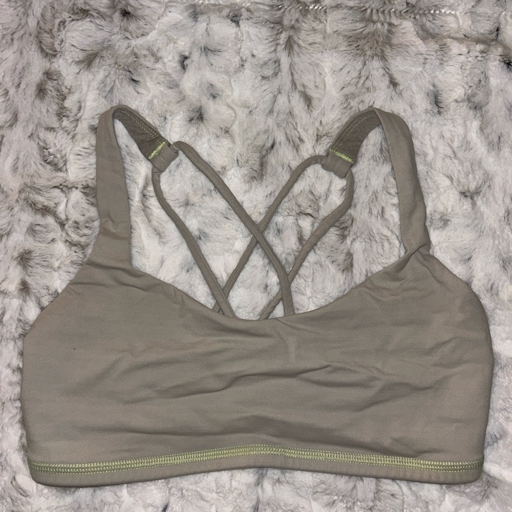 Lululemon Athletica Strappy Sports Bra - Tan with Green Accents